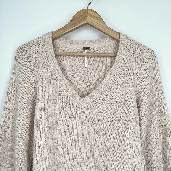 Free People Cream V-Neck Sweater - Picture 6 of 14